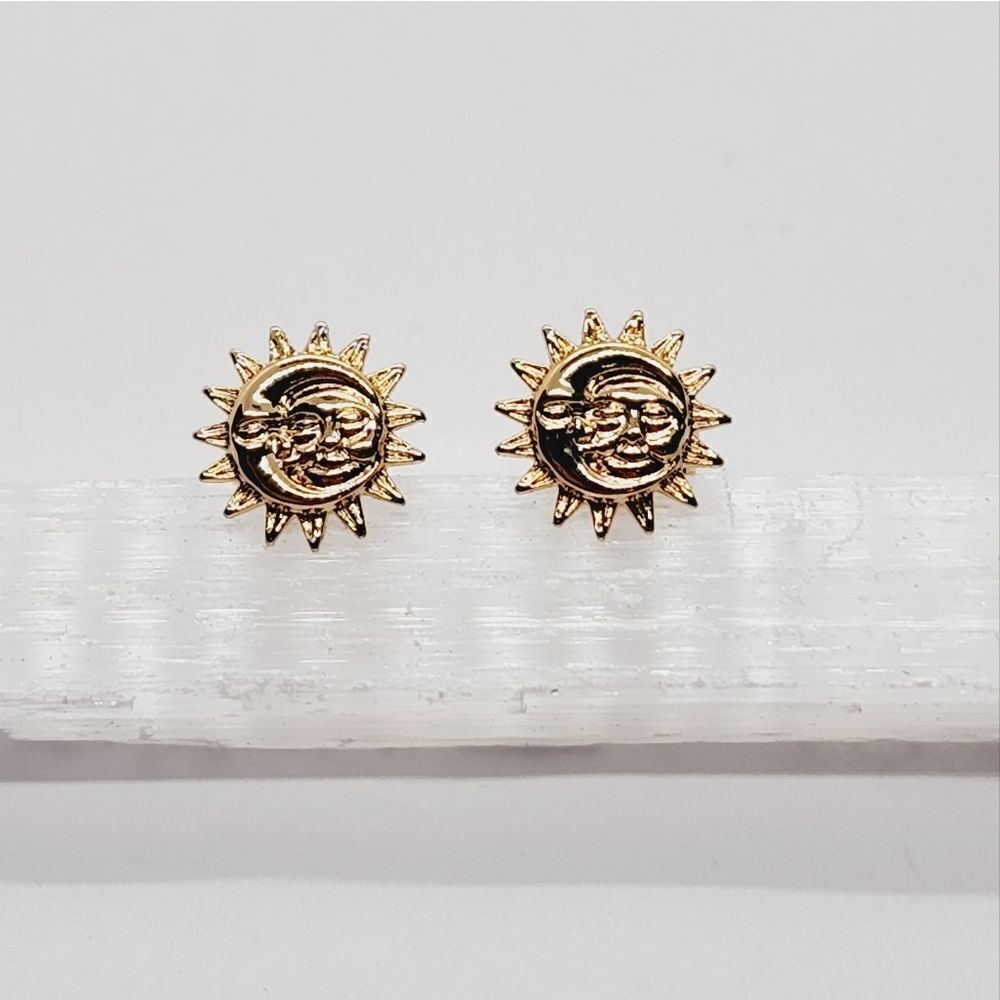 Sun Moon Earring Stainless Steel Abstract Metal Earrings Bohemian Stud Gold